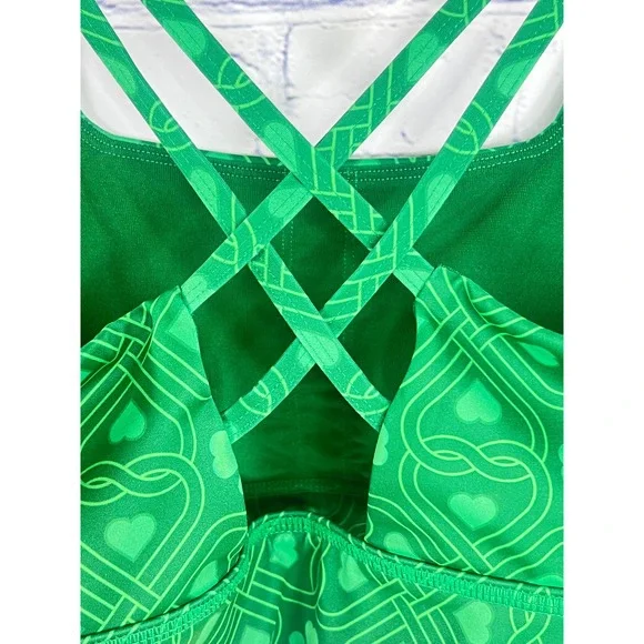 CVG Constantly Varied Gear Green Celtic Shamrock Strap Sports Bra Womens Medium - Picture 3 of 9